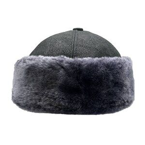 Leather Hat Genuine Shearling Sheepskin Fur Beanie| Winter Skull Hat
